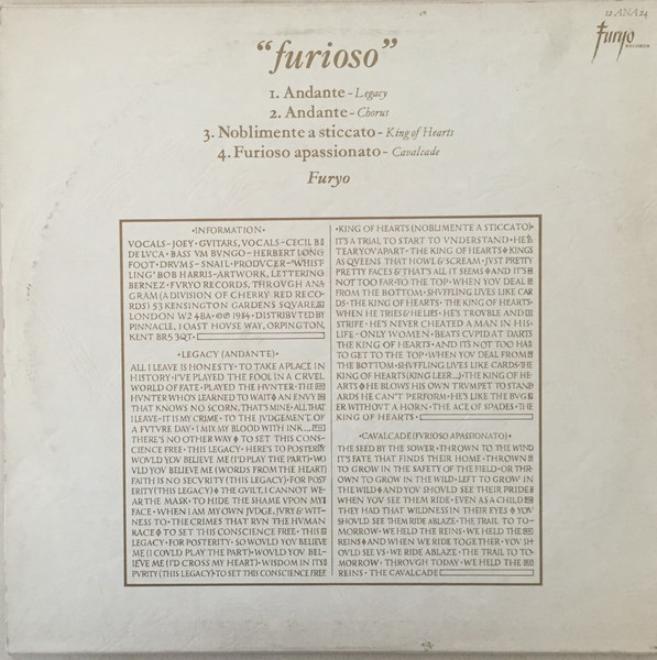 Furyo - Furioso | Anagram Records (12 ANA 24) - 2 Furyo - Furioso | Anagram Records (12 ANA 24) - 2