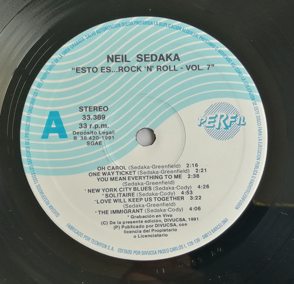Neil Sedaka - Esto Es... Rock 'N' Roll Vol. 7 | Perfil (33.389) - 3 Neil Sedaka - Esto Es... Rock 'N' Roll Vol. 7 | Perfil (33.389) - 3