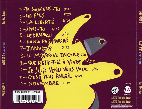 Mano Solo - Je Sais Pas Trop | EastWest (3984 20692-2) - 2