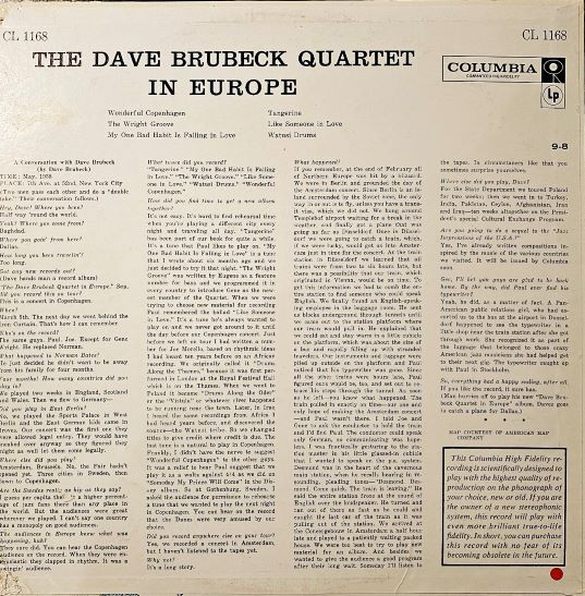 The Dave Brubeck Quartet - The Dave Brubeck Quartet In Europe | Columbia (CL 1168) - 2
