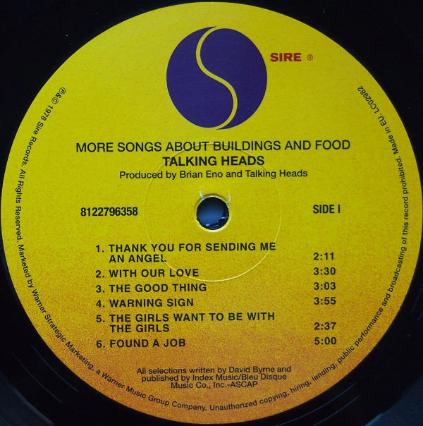 Talking Heads - More Songs About Buildings And Food | Sire (8122796358) - 3 Talking Heads - More Songs About Buildings And Food | Sire (8122796358) - 3