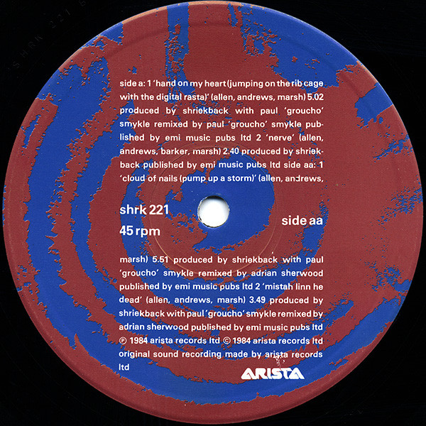 Shriekback - Hand On My Heart (Remixes) | Arista (shrk 221) - 4