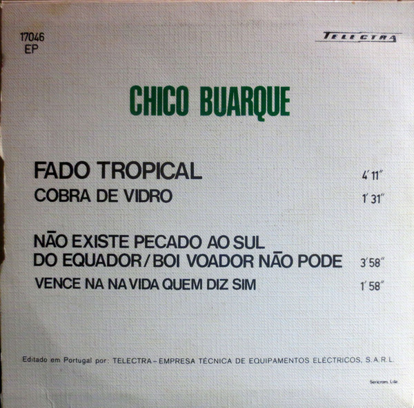Chico Buarque - Fado Tropical | Telectra (17046) - 2 Chico Buarque - Fado Tropical | Telectra (17046) - 2