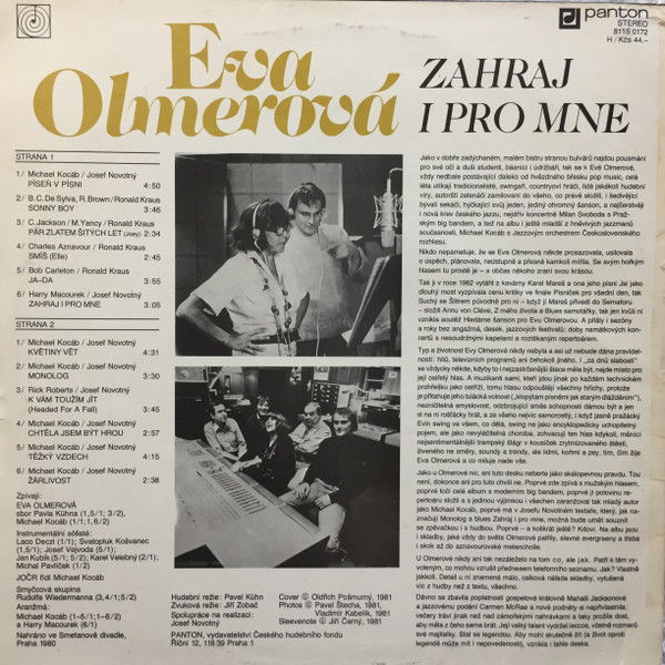 Eva Olmerová , Czechoslovak Radio Jazz Orchestra řídí Michael Kocáb - Zahraj I Pro Mne | Panton (8115 0172) - 2 Eva Olmerová , Czechoslovak Radio Jazz Orchestra řídí Michael Kocáb - Zahraj I Pro Mne | Panton (8115 0172) - 2