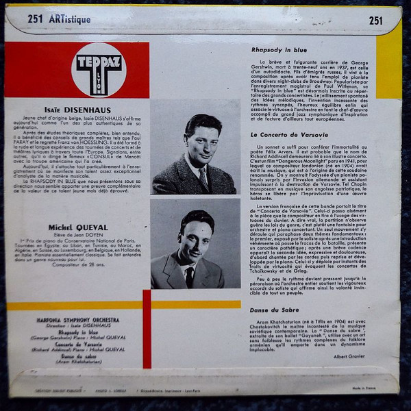 Harfonia Symphony Orchestra Direction Isaie Disenhaus - Rhapsody In Blue | Teppaz (251) - 2 Harfonia Symphony Orchestra Direction Isaie Disenhaus - Rhapsody In Blue | Teppaz (251) - 2