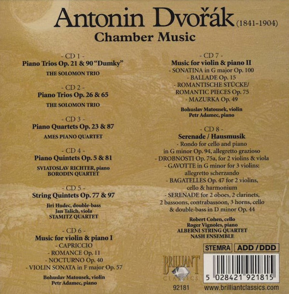Antonín Dvořák - Chamber Music | Brilliant Classics (92181) - 2