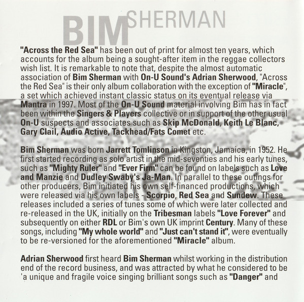 Bim Sherman - Across The Red Sea | On-U Sound (ON-U CD 0017) - 4 Bim Sherman - Across The Red Sea | On-U Sound (ON-U CD 0017) - 4