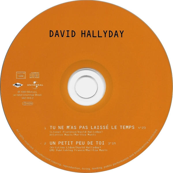 David Hallyday - Tu Ne M'as Pas Laissé Le Temps | Mercury (562 004-2) - 3