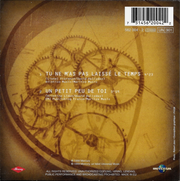David Hallyday - Tu Ne M'as Pas Laissé Le Temps | Mercury (562 004-2) - 2