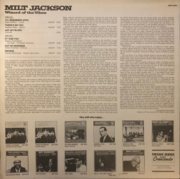Milt Jackson - Wizard Of The Vibes | GNP Crescendo (GNPS 9007) - 2 Milt Jackson - Wizard Of The Vibes | GNP Crescendo (GNPS 9007) - 2