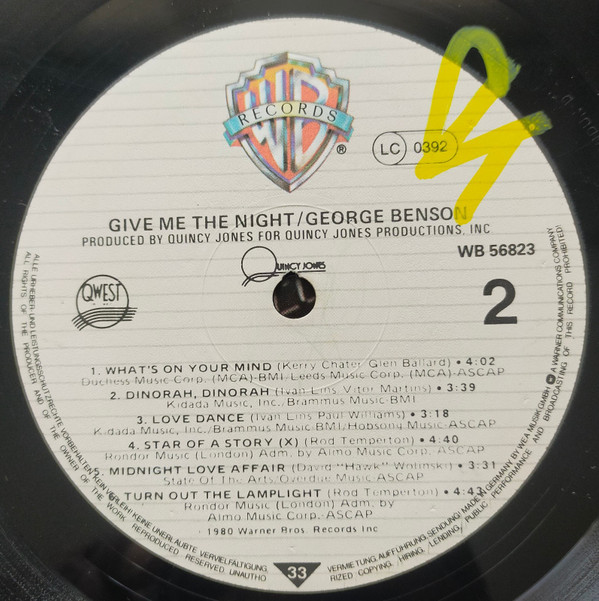 George Benson - Give Me The Night | Warner Bros. Records (WB 56 823) - 2 George Benson - Give Me The Night | Warner Bros. Records (WB 56 823) - 2