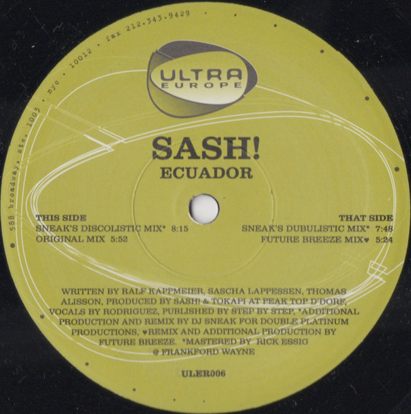 Sash! - Ecuador | Ultra Europe (ULER005) - 2