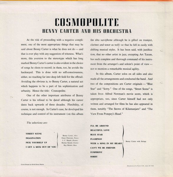 Benny Carter - Cosmopolite | Verve Records (MV 2635) - 2 Benny Carter - Cosmopolite | Verve Records (MV 2635) - 2