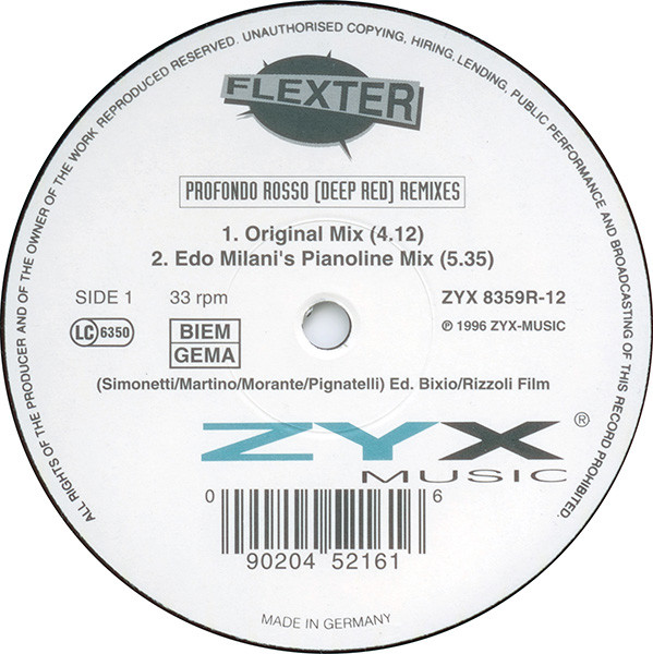 Bobby Flexter - Profondo Rosso (Deep Red) (Remixes) | ZYX Music (ZYX 8359R-12) - main