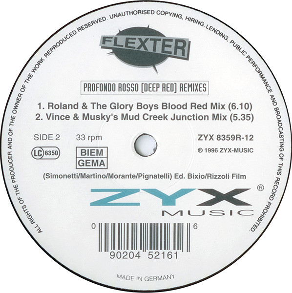 Bobby Flexter - Profondo Rosso (Deep Red) (Remixes) | ZYX Music (ZYX 8359R-12) - 2