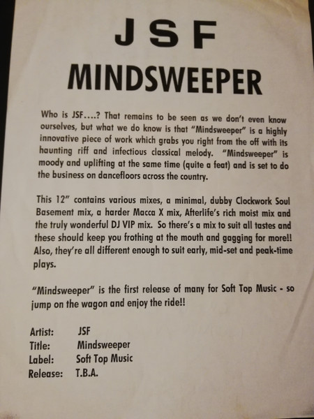 JSF - Mindsweeper | Soft Top Music (SOFT 001) - 3