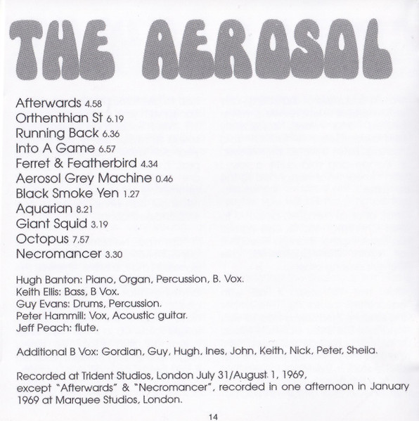 Van Der Graaf Generator - The Aerosol Grey Machine | Fie! Records (FIE 9116) - 4
