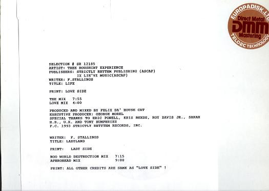 Thee Housecat Experience - Ladyland / Life | Strictly Rhythm (SR12185) - 2 Thee Housecat Experience - Ladyland / Life | Strictly Rhythm (SR12185) - 2