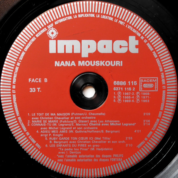Nana Mouskouri - Nana Mouskouri [Vinyl] | Impact (6886 115) - 4