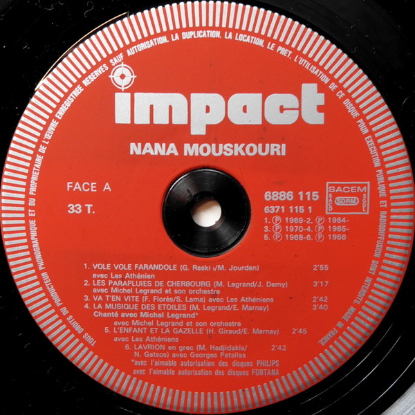 Nana Mouskouri - Nana Mouskouri [Vinyl] | Impact (6886 115) - 3