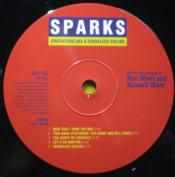 Sparks - Gratuitous Sax & Senseless Violins | BMG (BMGCAT410LP) - 4