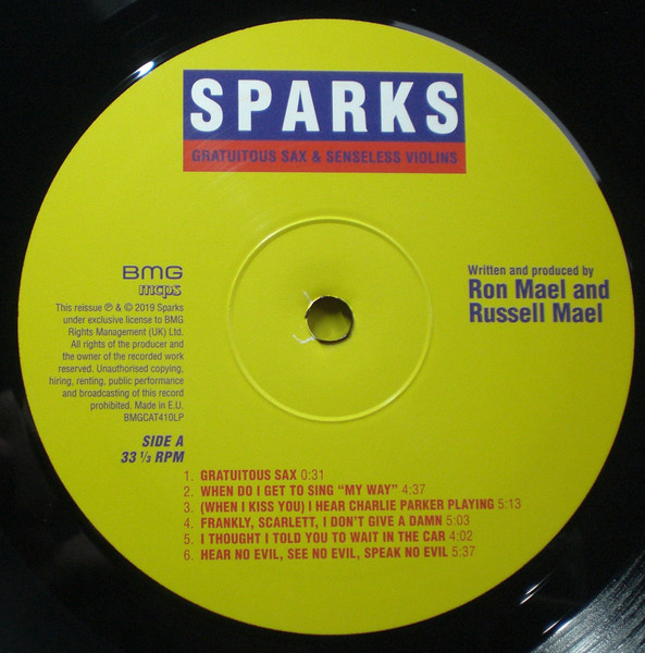 Sparks - Gratuitous Sax & Senseless Violins | BMG (BMGCAT410LP) - 3
