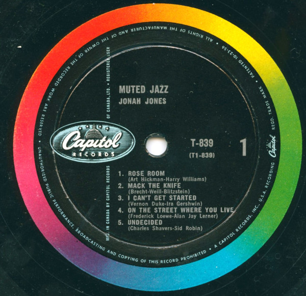 Jonah Jones - Muted Jazz | Capitol Records (T839) - 2