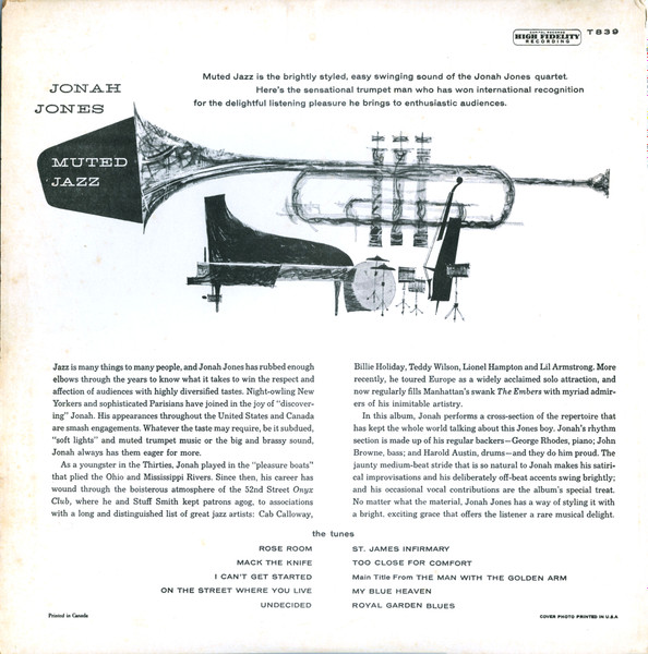 Jonah Jones - Muted Jazz | Capitol Records (T839) - 3