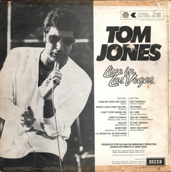 Tom Jones - Live In Las Vegas | Decca (SKL.5032) - 2