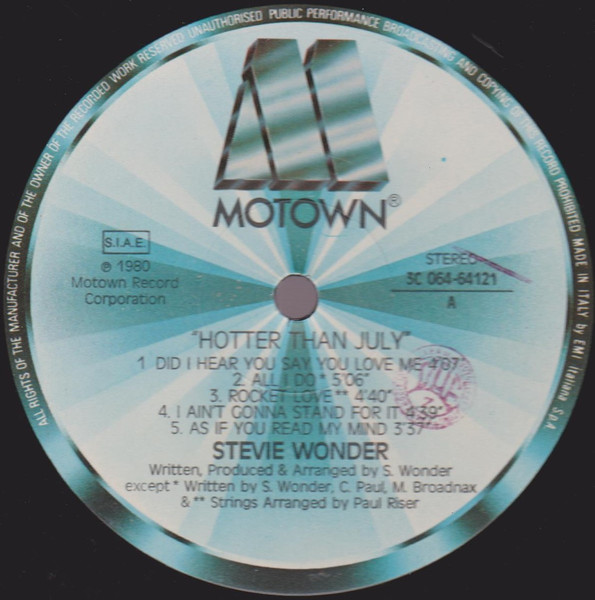 Stevie Wonder - Hotter Than July | Motown (3C 064-64121) - 3