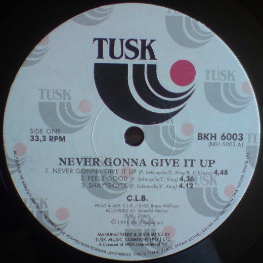 C.L.B. - Never Gonna Give It Up | Tusk Music (BKH 6003) - 3