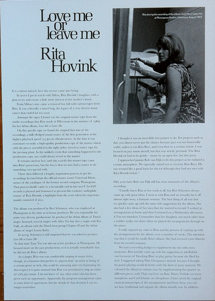 Rita Hovink - Love Me Or Leave Me | 678 Records (SSE 12010-2) - 3 Rita Hovink - Love Me Or Leave Me | 678 Records (SSE 12010-2) - 3