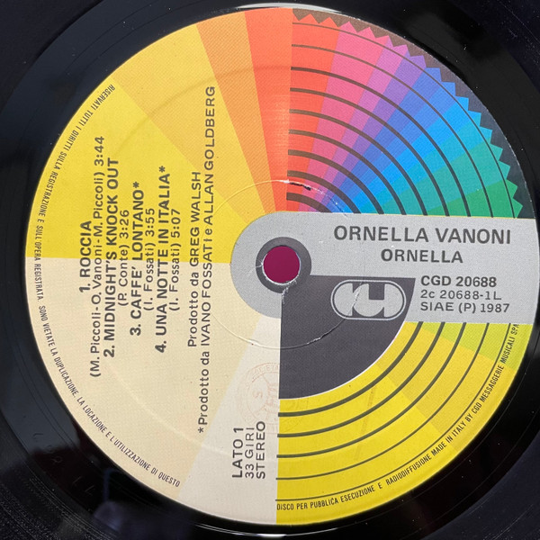 Ornella Vanoni - O | CGD (CGD 20688) - 3