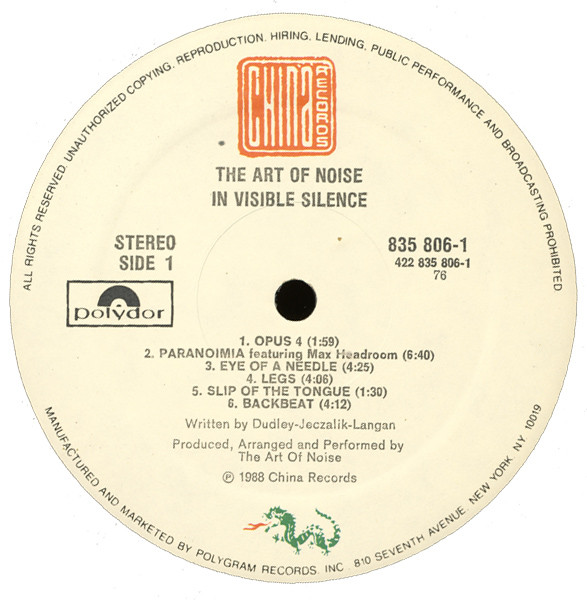 The Art Of Noise - In Visible Silence | China Records (835 806-1) - 3