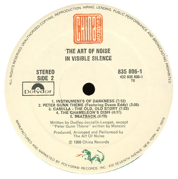 The Art Of Noise - In Visible Silence | China Records (835 806-1) - 4