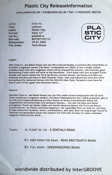 Soda Inc. - Full Moon Remixed | Plastic City (PLAX040-6)