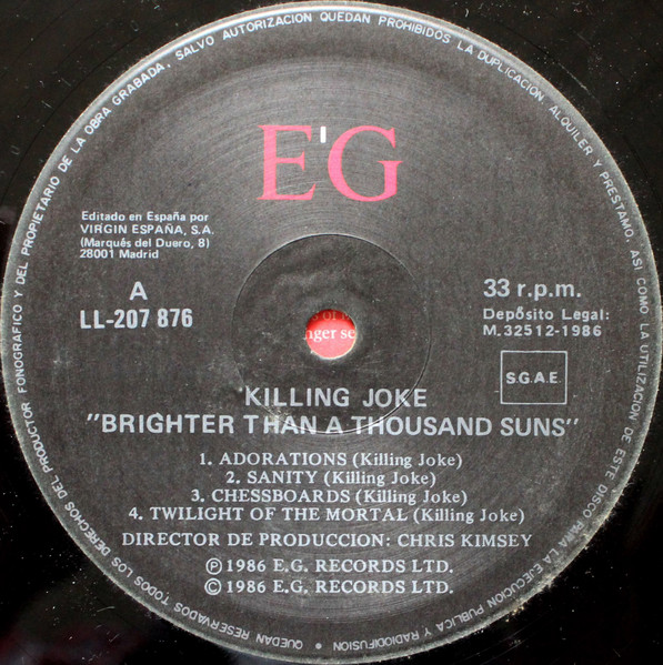 Killing Joke - Brighter Than A Thousand Suns | Virgin (LL-207 876) - 4