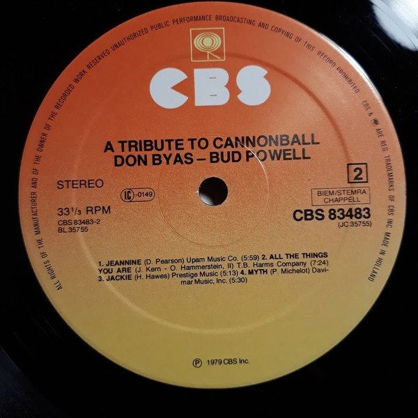 Don Byas / Bud Powell - A Tribute To Cannonball | CBS (CBS 83483) - 4 Don Byas / Bud Powell - A Tribute To Cannonball | CBS (CBS 83483) - 4