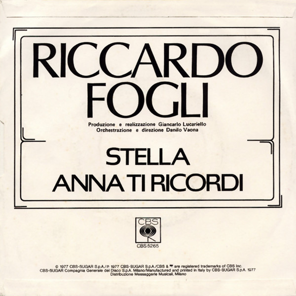 Riccardo Fogli - Stella | CBS (CBS 5265) - 2