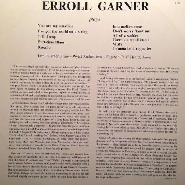 Erroll Garner - Erroll Garner Plays | Jazztone (J-1256) - main
