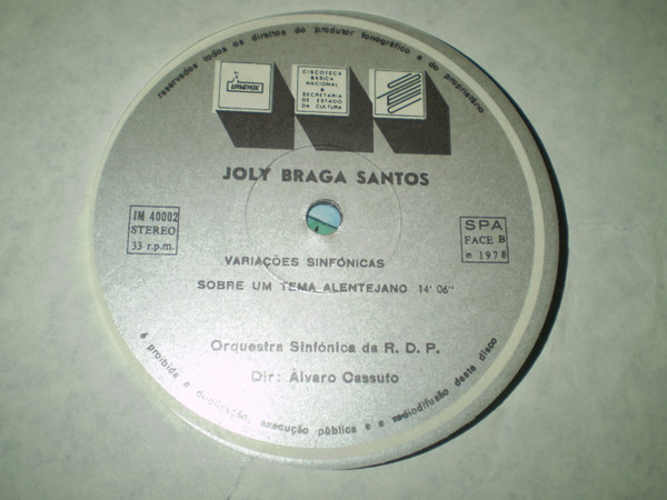 Joly Braga Santos – Orquestra Sinfónica da RDP , Álvaro Cassuto - Três Esboços Sinfónicos • Elegia A Vianna Da Motta • Variações Sinfónicas Sobre Um Tema Alentejano | Imavox (IM 40 002) - 4