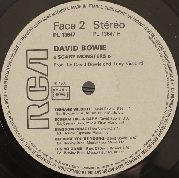 David Bowie - Scary Monsters | RCA (PL 13647) - 4 David Bowie - Scary Monsters | RCA (PL 13647) - 4