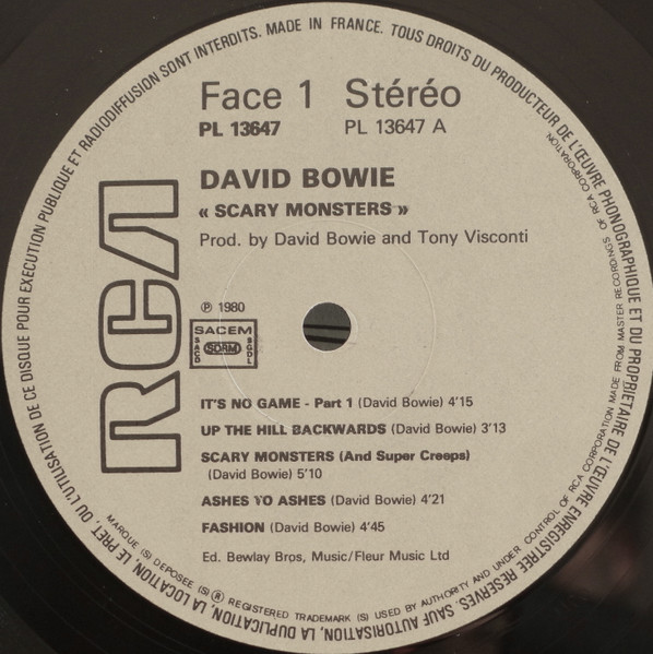 David Bowie - Scary Monsters | RCA (PL 13647) - 3 David Bowie - Scary Monsters | RCA (PL 13647) - 3