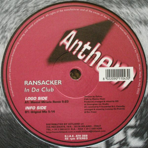 Ransacker - In Da Club | Anthem (ATH 068) - main