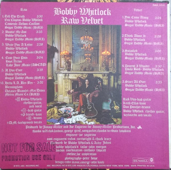 Bobby Whitlock - Raw Velvet | Dunhill (DSX 50131) - 2 Bobby Whitlock - Raw Velvet | Dunhill (DSX 50131) - 2