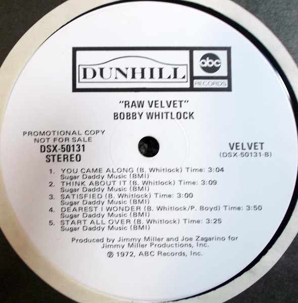 Bobby Whitlock - Raw Velvet | Dunhill (DSX 50131) - 4 Bobby Whitlock - Raw Velvet | Dunhill (DSX 50131) - 4
