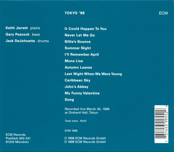 Keith Jarrett / Gary Peacock / Jack DeJohnette - Tokyo '96 | ECM Records (ECM 1666) - 2 Keith Jarrett / Gary Peacock / Jack DeJohnette - Tokyo '96 | ECM Records (ECM 1666) - 2