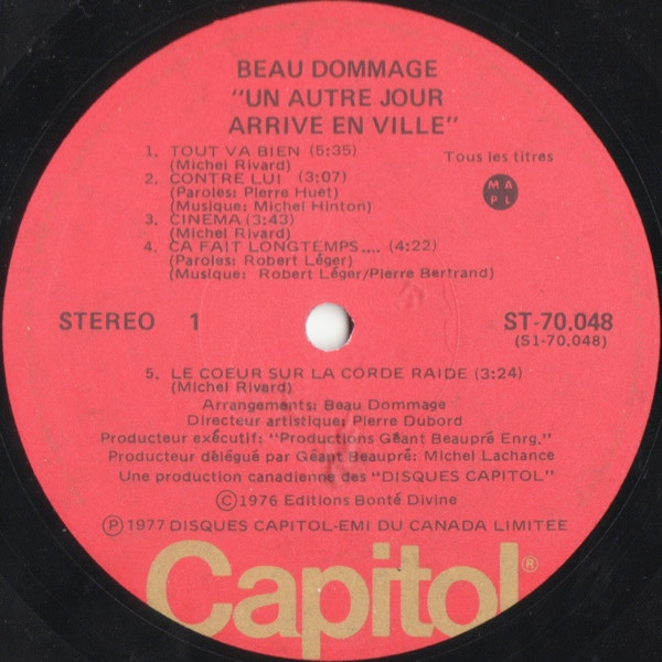 Beau Dommage - Un Autre Jour Arrive En Ville... | Capitol Records (ST.70.048) - 3 Beau Dommage - Un Autre Jour Arrive En Ville... | Capitol Records (ST.70.048) - 3