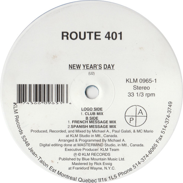 Route 401 - New Year's Day | KLM Records (KLM 0965-1)