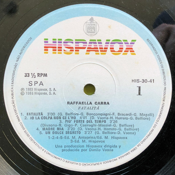 Raffaella Carrà - Fatalità | Hispavox (HIS 30-41) - 3